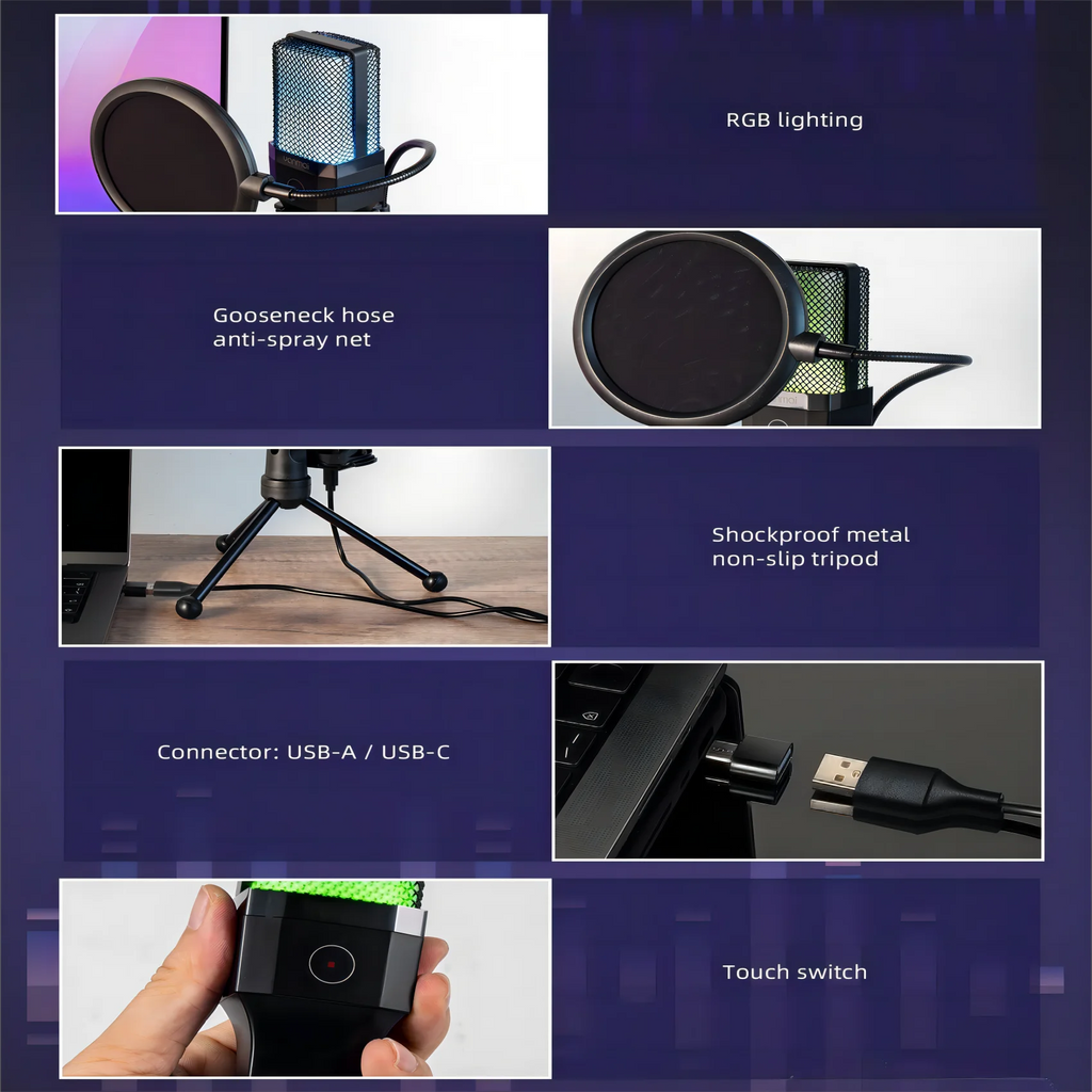 Demao X1R High Quality Recording Studio Equipment Usb Podcast Microphones for Live Streaming youtube Gaming