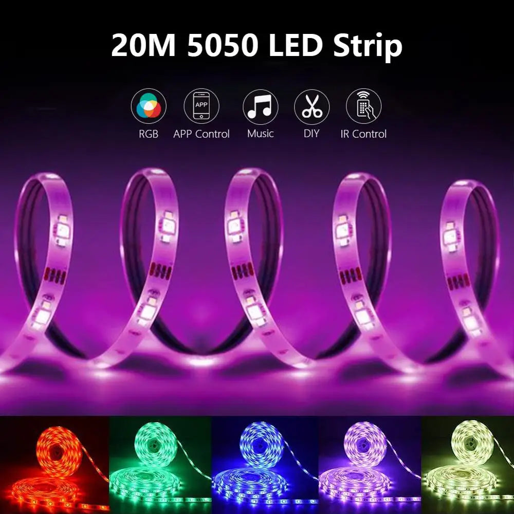 LED Strip Light 12V 18LEDS/M, RGB 5050 Lights,  Music Sync Color Changing, Built-in Mic, App Controlled LED Lights Rope Lights