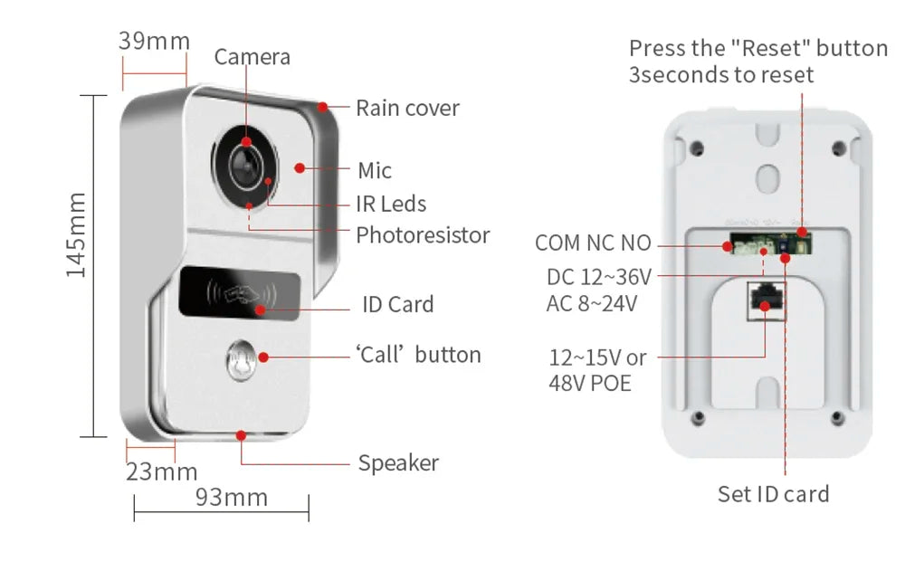 Visual Video Doorbell 2.4G WiFi Tuya Smart Home Outdoor Wireless Intelligent Intercom Night Vision Camera Waterproof Ring Bell