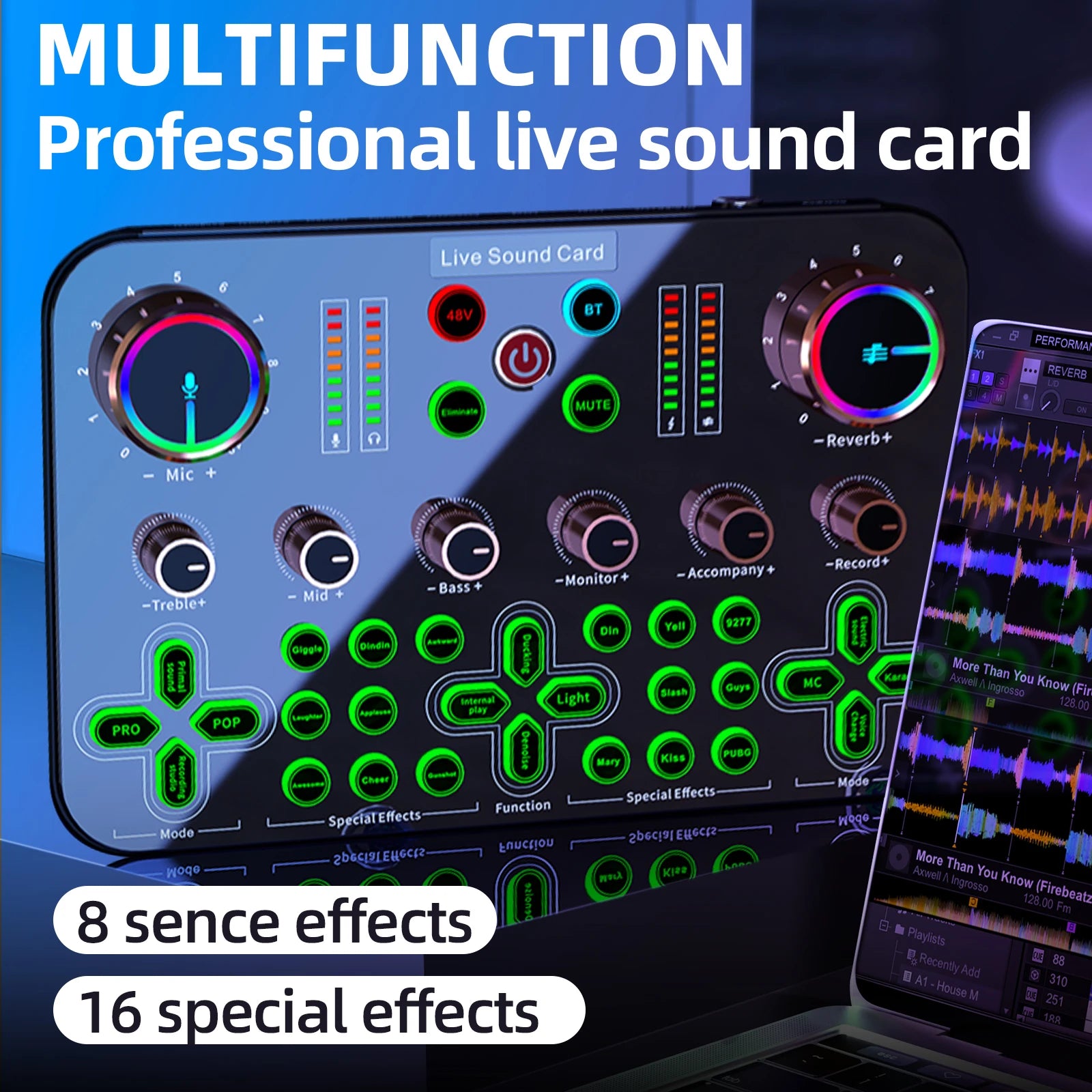 K600 Professional Audio Interface USB Live Broadcast Recording Sound Card for Recording Music Studio Equipment
