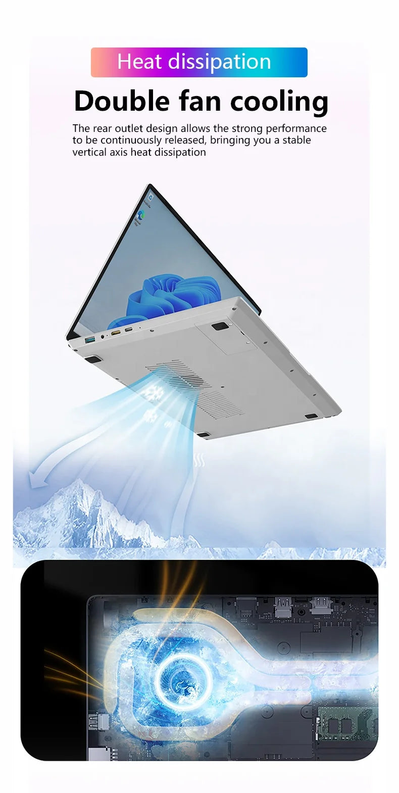 Brand New Dual Screen Laptop 15.6 Inch 7 Inch Touch Screen Intel N95 16GB 1TB SSD Gaming Business Office US Backlit Keyboard