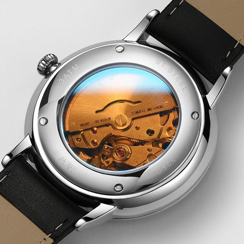 Fashion Men's Watches MIYOTA 8215 Watch Luxury brand CARNIVAL Automatic Mechanical Wristwatch Sapphire Double Calendar Men Watch