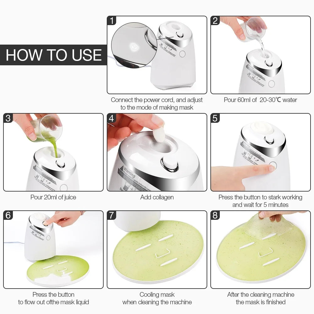 DIY Mini Face Mask Maker Automatic Vegetable Natural Collagen Fruit Face Mask Machine Skin Care Brush wtih 10Pcs Mask Molds