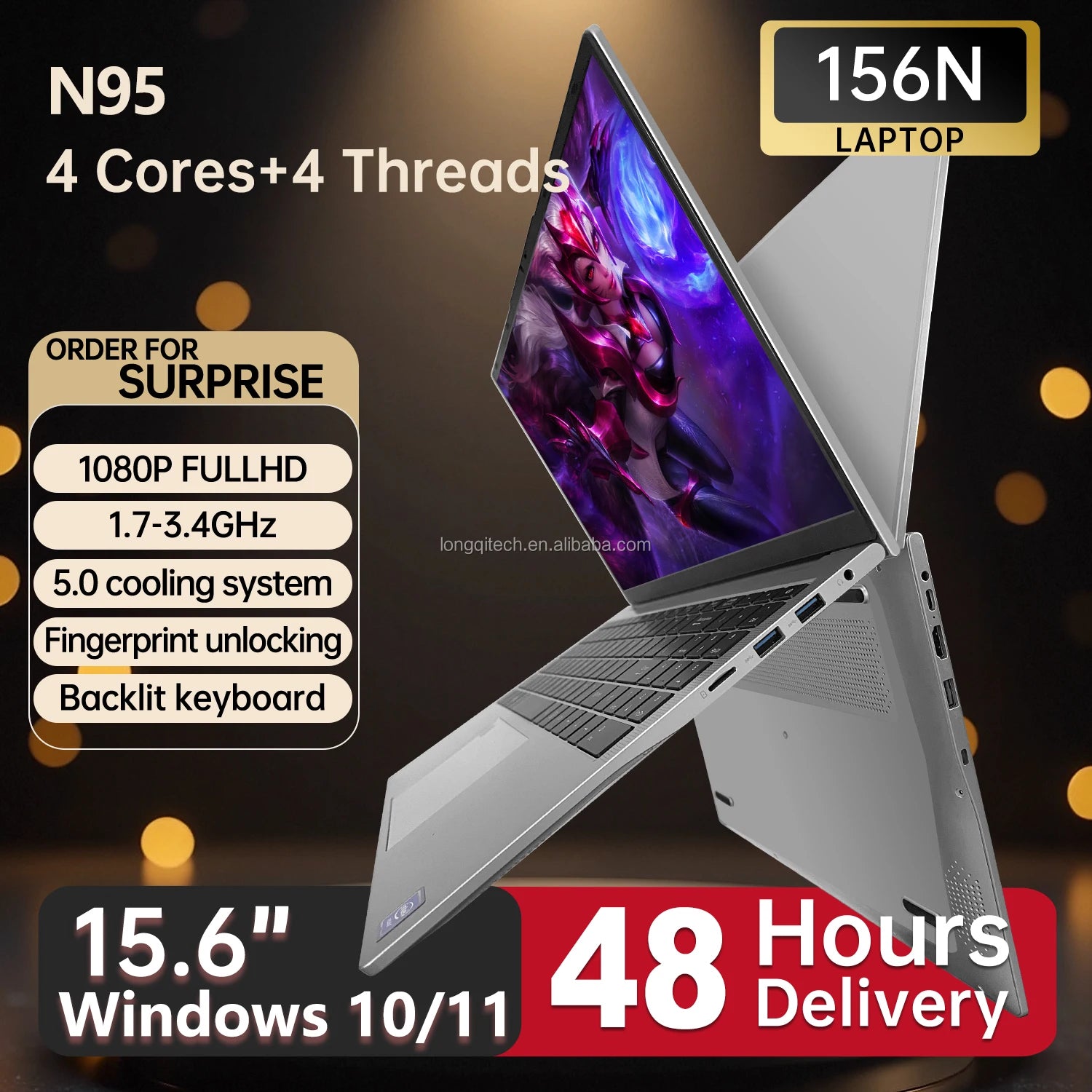 15.6 Inch Laptops Intel N5095 N95 I7 I9 Ram16gb SSD 128gb 1920*1080 IPS Screen Resolution Fingerprint Business Laptop Computer