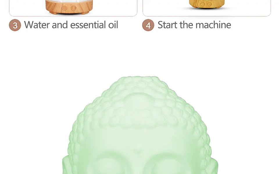 100ml Essential Oil Diffuser Buddha head Humidifier With Night Lamp Aromatherapy Mist Foger Maker Essential Oil Diffuse For Home