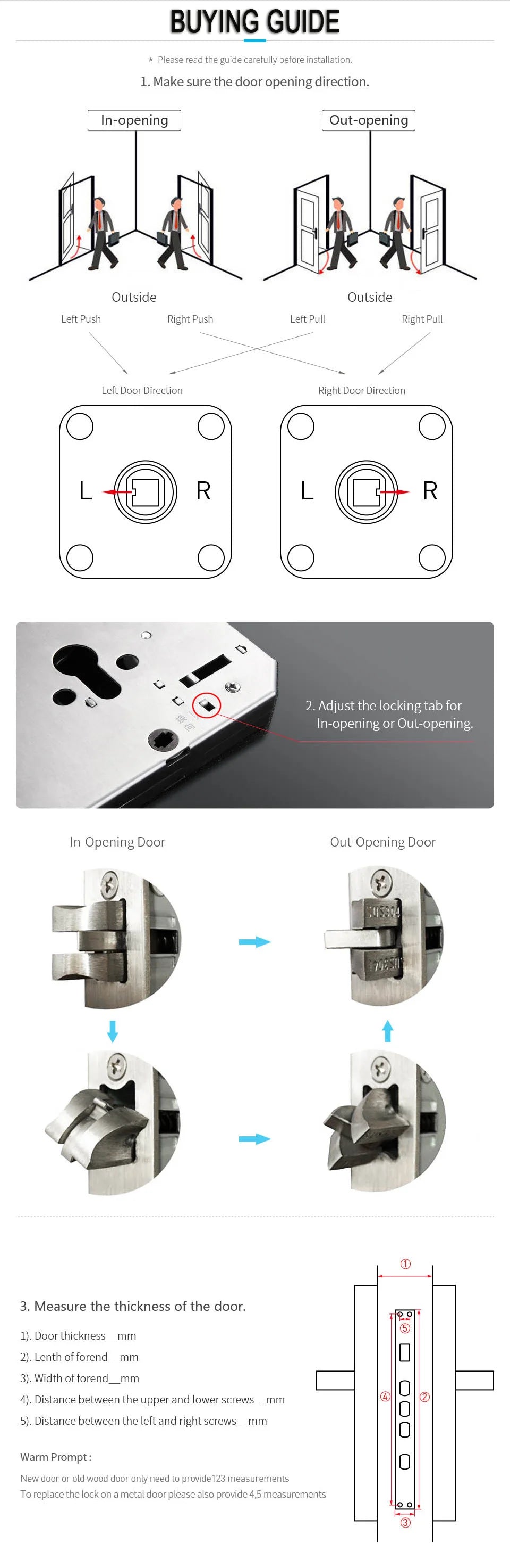 Electronic Smart Door Lock With Biometric Fingerprint Smart Card Password Key Unlock USB Tuya APP Emergency Charge lock For home
