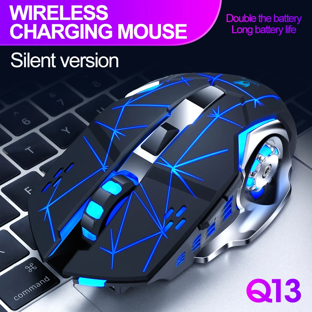 Mouse Q13 Gaming Wireless Optical Mouse Rechargeable 2.4GHz USB Mice 6D Optical LED Mouse Light for Gamer PC Computer Laptop