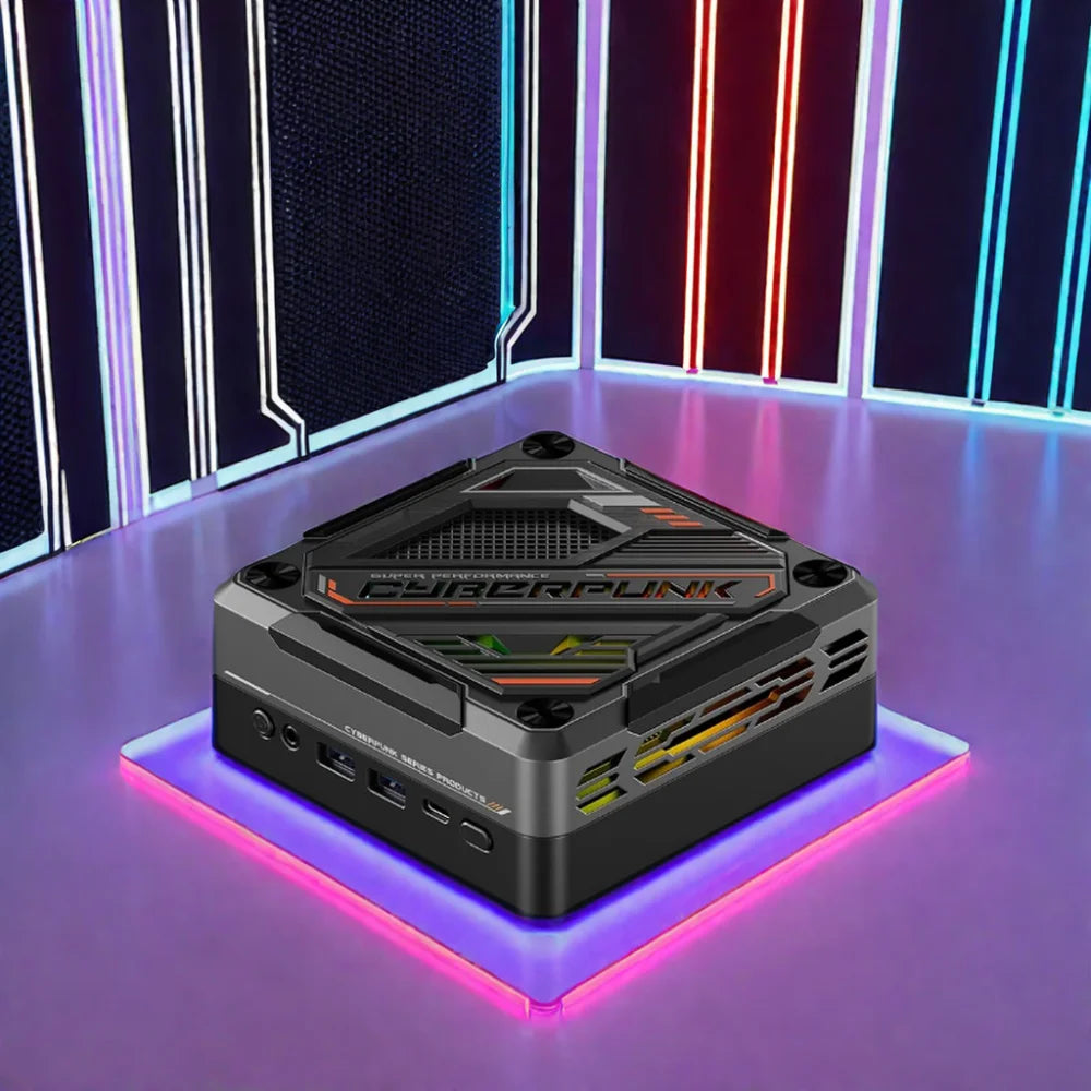 Cyberpunk Gamer PC AMD R7 8845HS 7840HS 7735HS Mini PC RGB Light DDR5 2.5G LAN USB4.0 Win11 Mini Computer 8K NUC WiFi6
