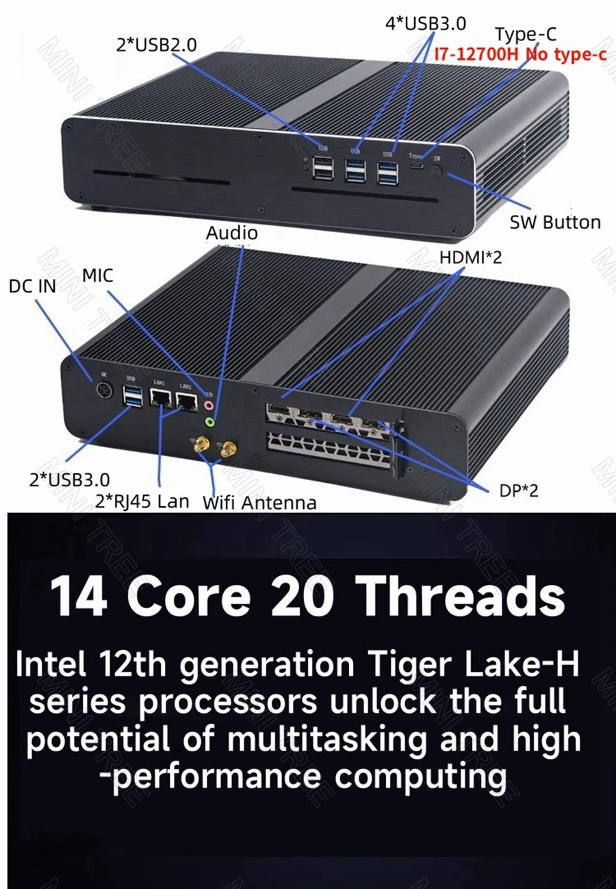 13th Gen I7 13700h Mini Gaming Computer RTX4060 8G RTX3070 Discrete Graphic 2*DDR5 8K Display Portable Gamer Pc Factory Price