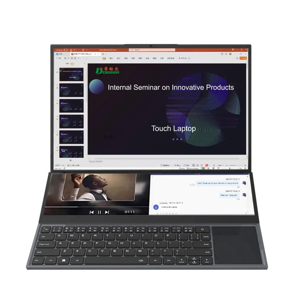 Custom Logo 16+14 Inch Dual Screen Intel I7 9th Gen Laptop Win 11 16GB+512GB SSD 15.6 Inches New Metal Body OEM 1920x1200