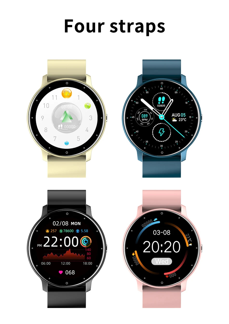 2025 Smartwatch Full Touch Screen Watches Sport Fitness Tracker IP68 Waterproof BT Call Smart Watch for Man Woman Android Phones