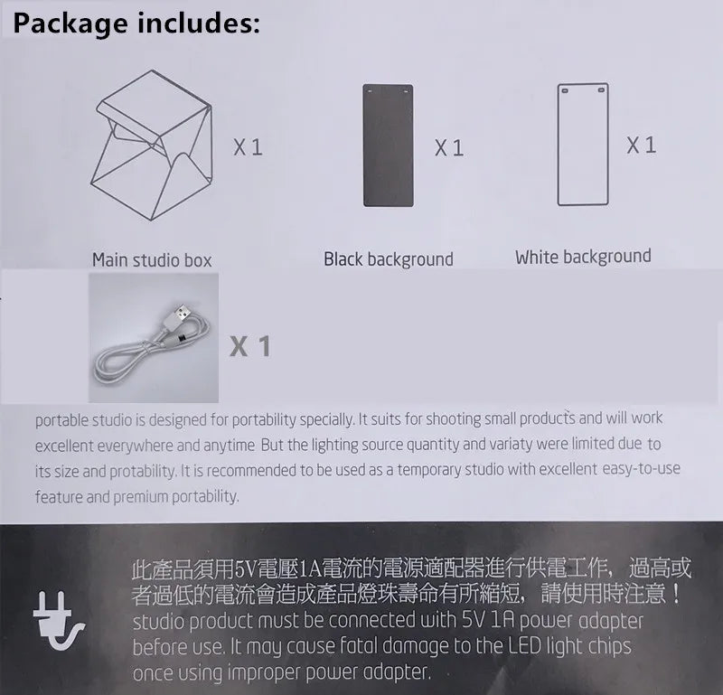Portable Mini Photo Studio Box Photography Backdrop Built-in LED Light Photo Box fold  Photo Studio  Soft Box