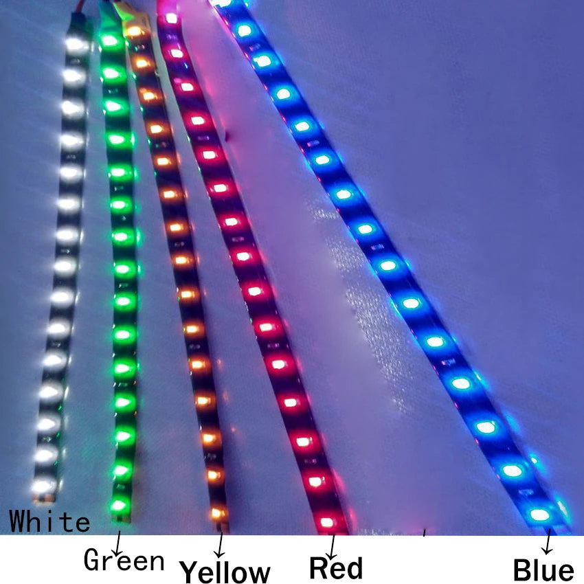 led strip 12v 3528smd 120/ 90/ 60/ 30CM cold white waterproof Red Green Blue Yellow LED Light Strip for car interior motorcycle