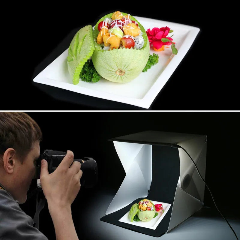 Portable Mini Photo Studio Box Photography Backdrop Built-in LED Light Photo Box fold  Photo Studio  Soft Box