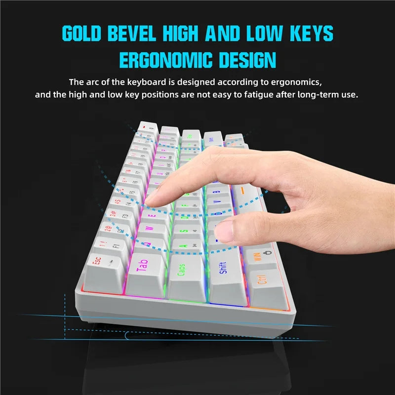 V900 Gaming Mechanical Keyboard Gamer Blue Switch 61 Key Wired Keyboard Anti-ghosting RGB Mix Backlit USB for Gamer PC Laptop