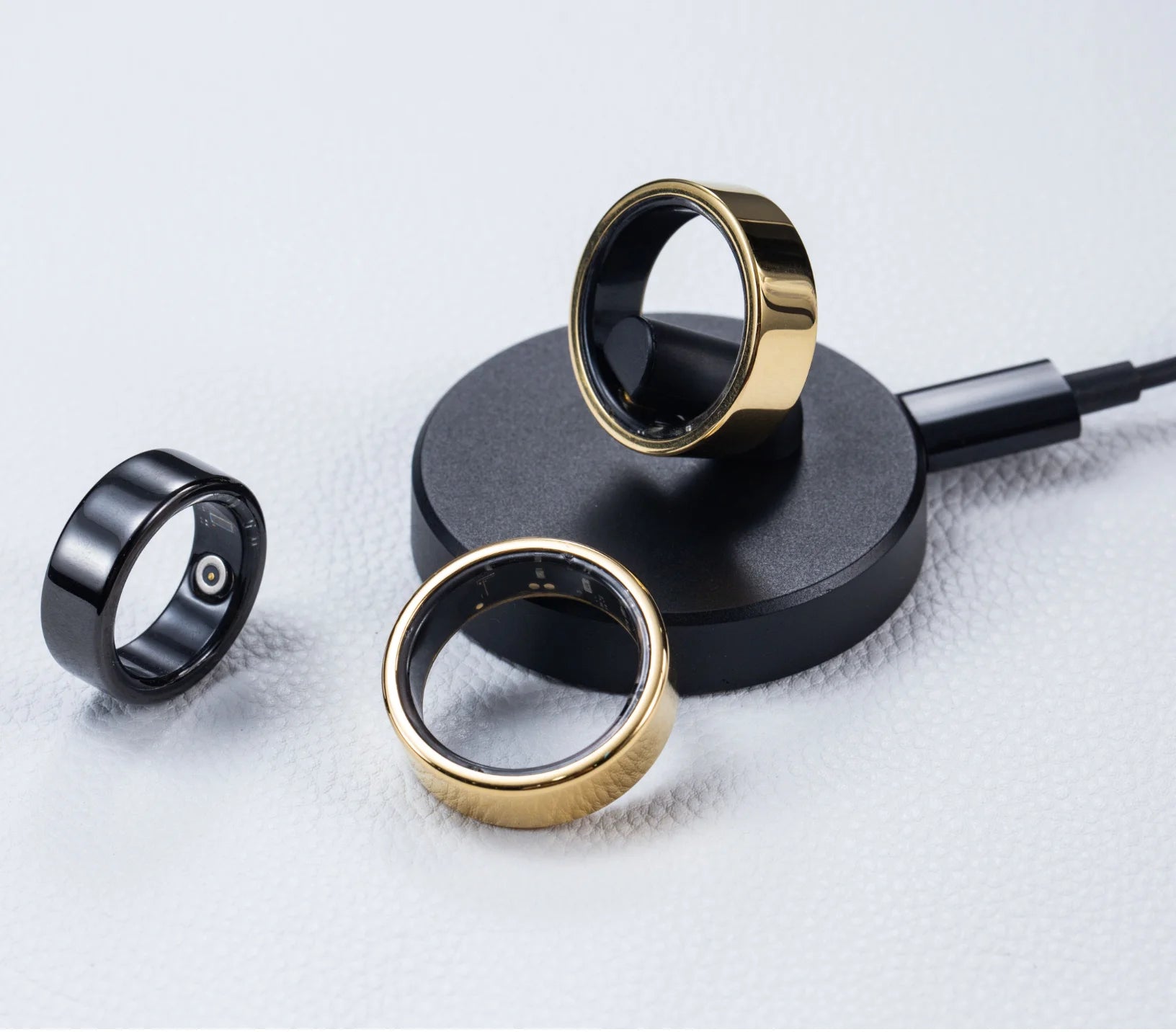 Top Quality Fashion Drop Shipping Black Silver Sleep Monitor Blood Oxygen Heart Rate Variability Temperature Smart Ring Titanium