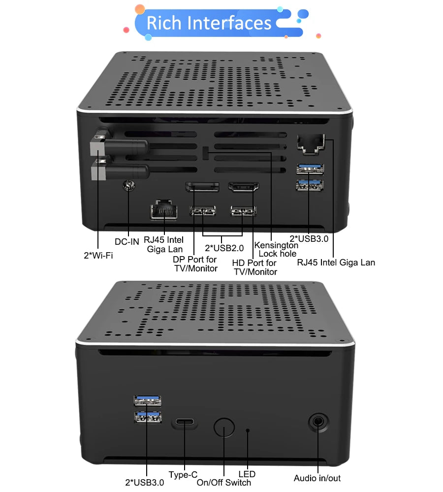 Gaming Desktop Computer Core i9 10980HK Xeon W-10885M E-2276M 2176M Mini Server PC 2*DDR4 2*NVME Dual Lan Office Design Computer