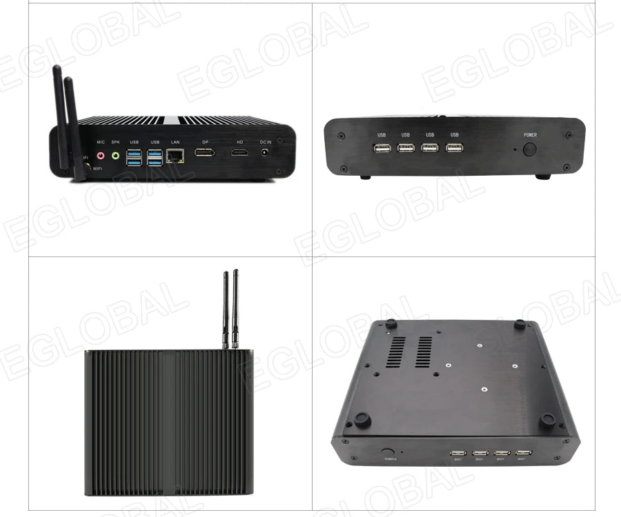 Eglobal Fanless Mini PC  Intel  i7-10510U 1065G7  2*DDR4 Msata+M.2 PCIE  Gamer Windows 10 Laptop Computer Components VGA DP HDMI