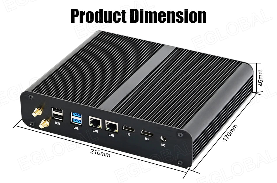 Eglobal Fanless Mini PC  Intel  i7-10510U 1065G7  2*DDR4 Msata+M.2 PCIE  Gamer Windows 10 Laptop Computer Components VGA DP HDMI