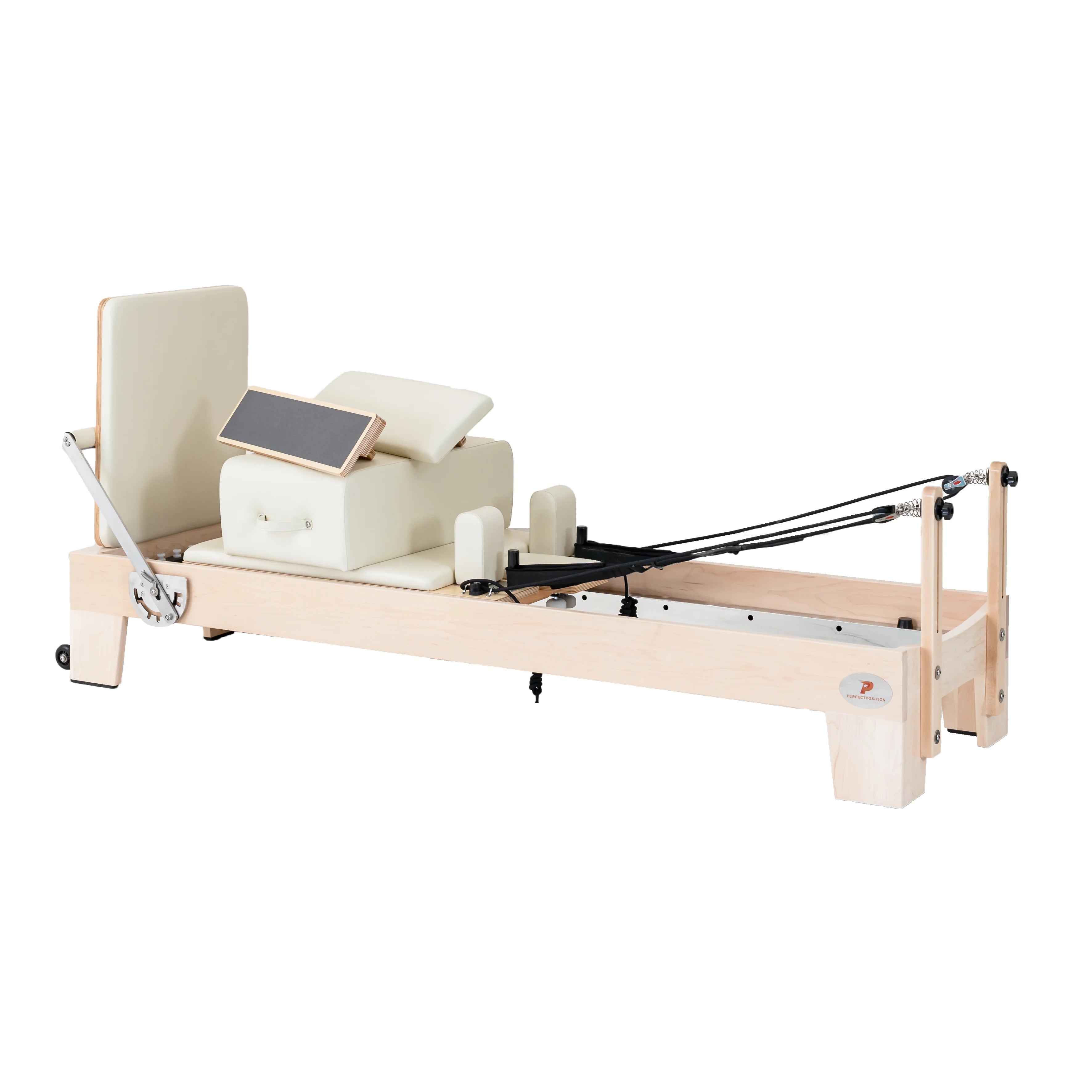 PR014 Professional Commercial Maple Wood Pilates Reformer Durable Sliding Bed Pink Studio Equipment