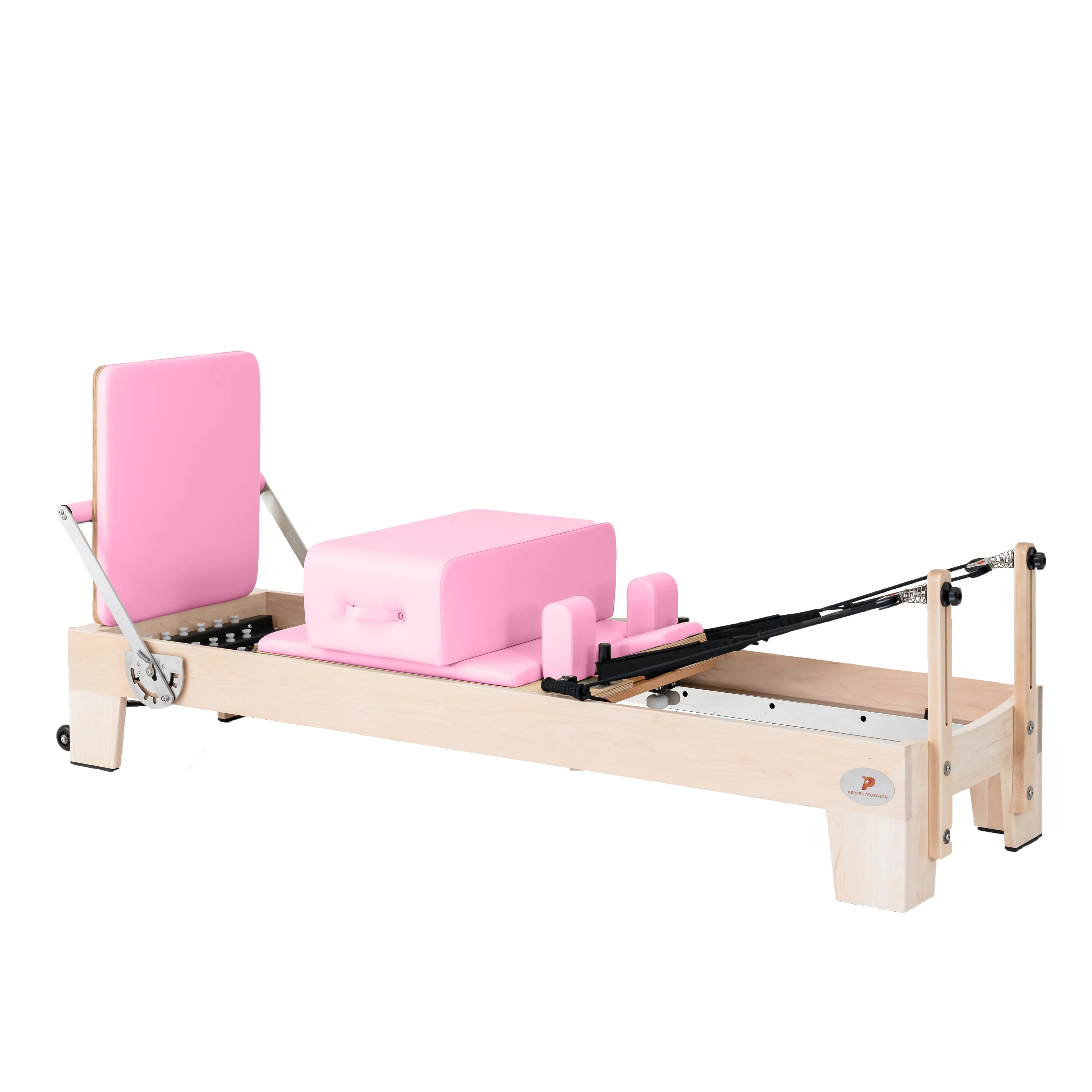 PR014 Professional Commercial Maple Wood Pilates Reformer Durable Sliding Bed Pink Studio Equipment