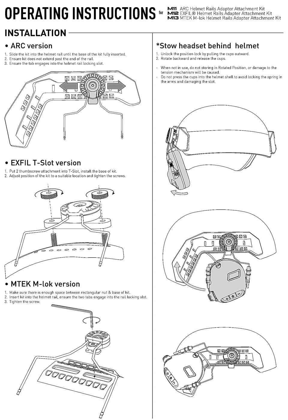 EARMOR Shooting Earmuffs Helmet Rail ARC and EXFIL Helmet Rail Adapter Tactical Headset Adapter for ARC Rail Helmet Accessories