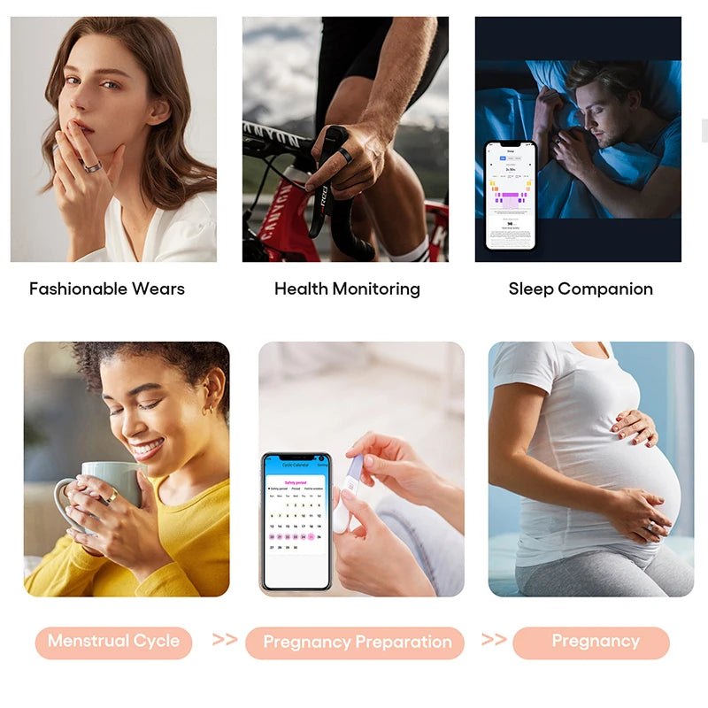 Hot Sell Connect Health Smart Ring With Blood Pressure Ecg Heart Rate Fitness Sleep tracker Monitor for Men Android Phone 2301A4
