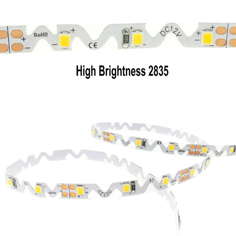 12V 5V LED Strip Light Tape S Shape 2835 60LED/m 5M Flexible Warm White LED Light Strip 12V 5V For Room Bedroom TV Backlight