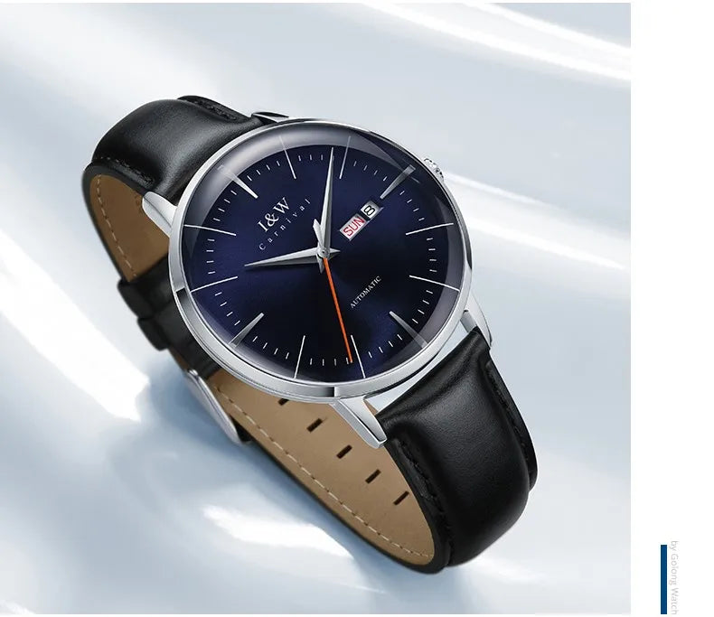 Fashion Men's Watches MIYOTA 8215 Watch Luxury brand CARNIVAL Automatic Mechanical Wristwatch Sapphire Double Calendar Men Watch