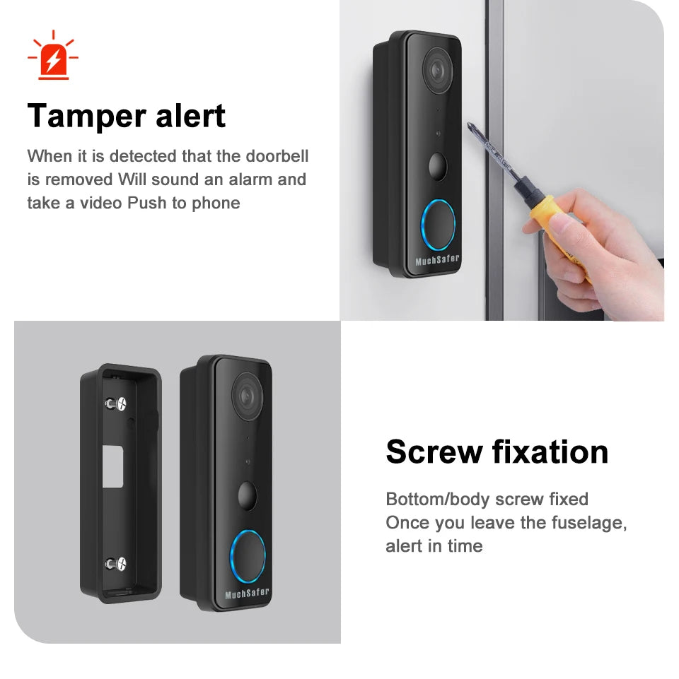 Alexa 1080P Tuya Smart Ring Doorbell Wireless Camera 2MP WiFi Bluetooth Video Battery Doorbell
