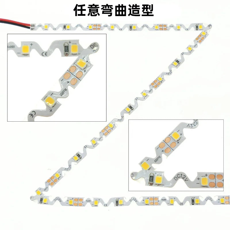 12V 5V LED Strip Light Tape S Shape 2835 60LED/m 5M Flexible Warm White LED Light Strip 12V 5V For Room Bedroom TV Backlight
