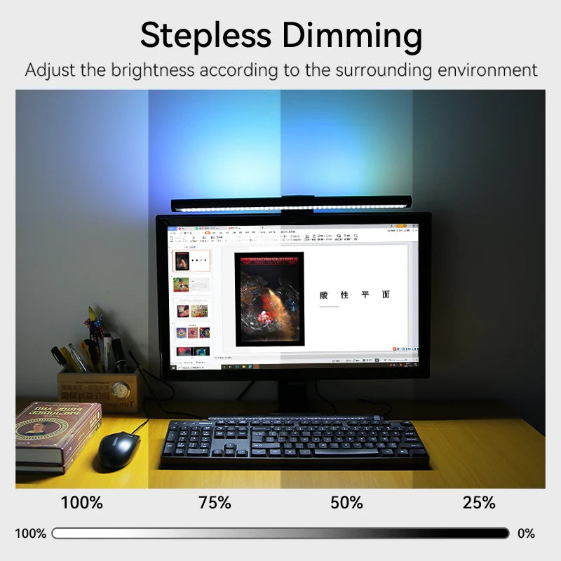 Dimmable Monitor Light Bar Curved with RGB Backlight Monitor Lamp 3 Color Monitor Lights For Laptop Screen Gaming Lighting