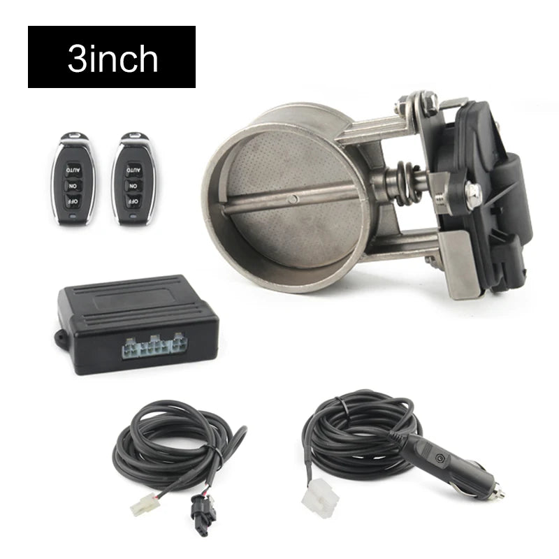 Stainless Steel Electric Exhaust Valve  2” 2.25” 2.5” 2.75” 3”  With Fine-tunable Remote Control Electronic Switch Kit