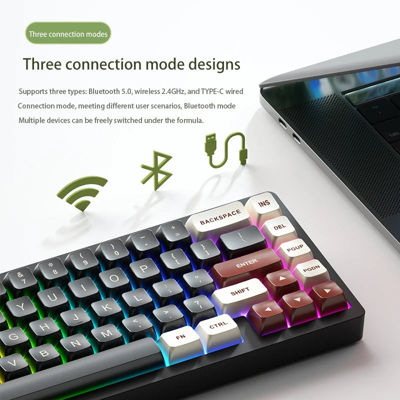 Weikav Lucky65 New Mechanical Keyboard 3Mode Aluminum Alloy USB-C Wireless for RGB LED Office Gamer PC Gaming Keyboard