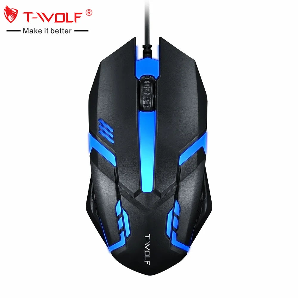 New Gadgets T-WOLF V1 Cheap 3d Mouse Computer Coloful Backlit Led Mouse Wired Optical Gamer PC Mice 1 Dollar Gaming Mouse