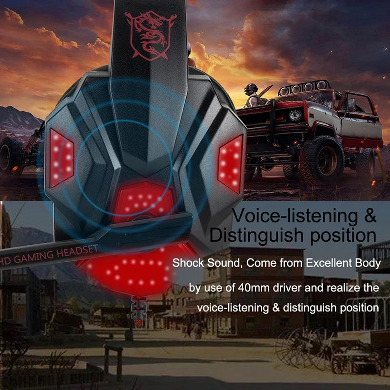 Gaming Headset with Mic and LED Light for PC Laptop Computer Cellphone PS4 Xbox 3.5mm Wired Stereo PC Gaming Headset Gifts