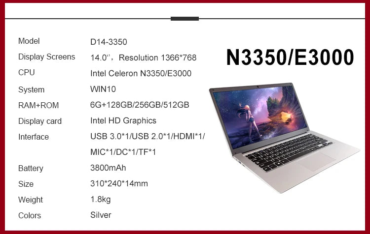 Factory Made Slim Laptop 14 Inch Barebone Laptop Computer  Laptop Hard Disk Gamer Pc