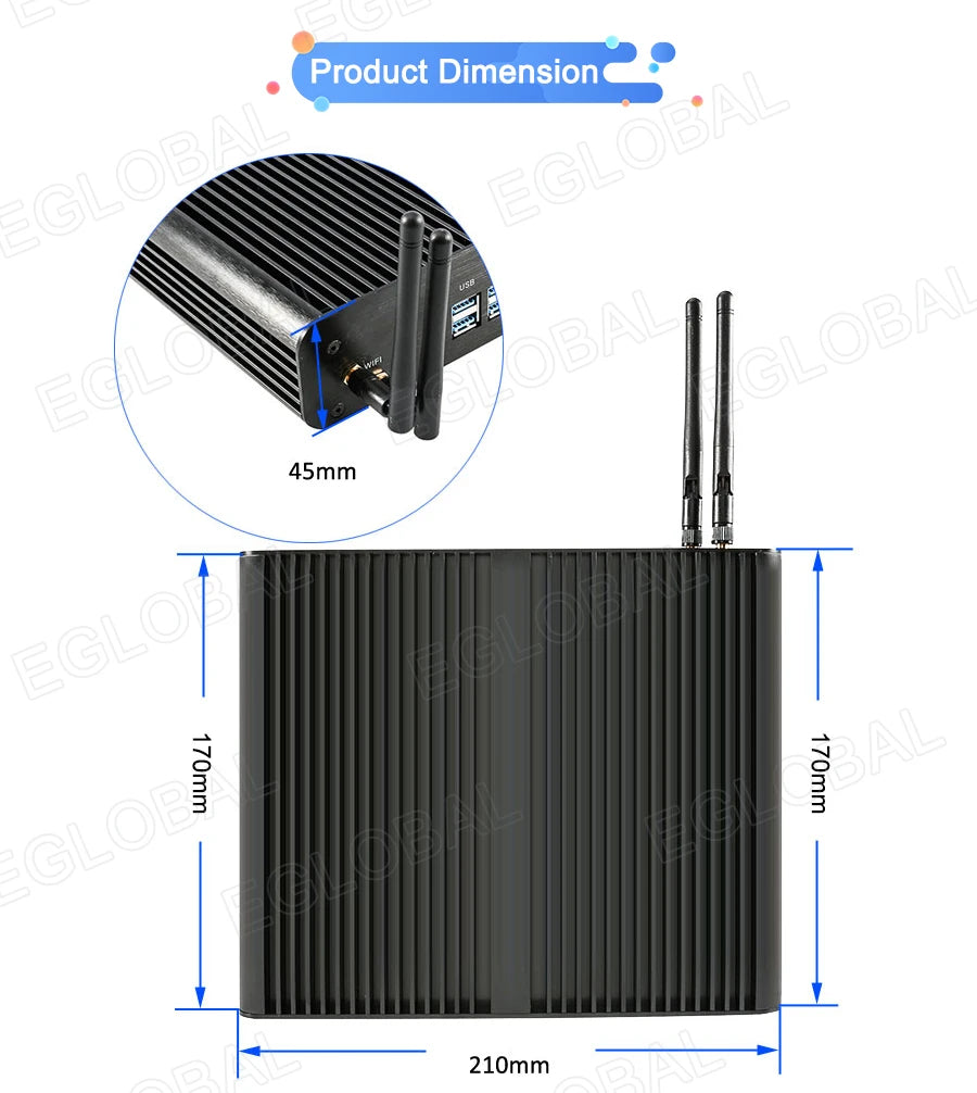 Eglobal Fanless Mini PC  Intel  i7-10510U 1065G7  2*DDR4 Msata+M.2 PCIE  Gamer Windows 10 Laptop Computer Components VGA DP HDMI