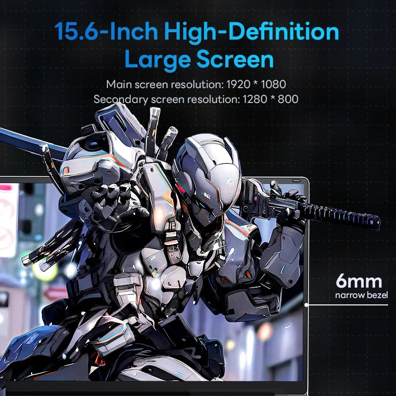 High Quality New Business Laptop 15.6+7Inch Touch Screen Backlit Keyboard Win 10/11 Intel N100 32Gb Notebook Gamer Pc Portable