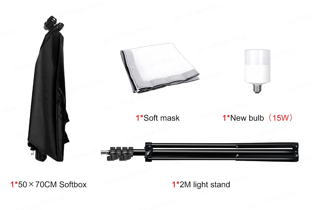 Photography Softbox Lighting Kits 50x70CM Professional Continuous Light System Soft Box For Photo Studio Equipment