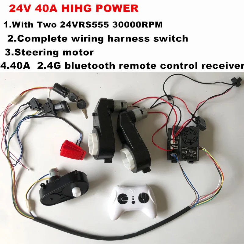 12V Kids Ride on car High-Power D12V 24V DIY Self-Made High Speed Children's Electric Ride on Toy Car Set of Wires Harness Switc