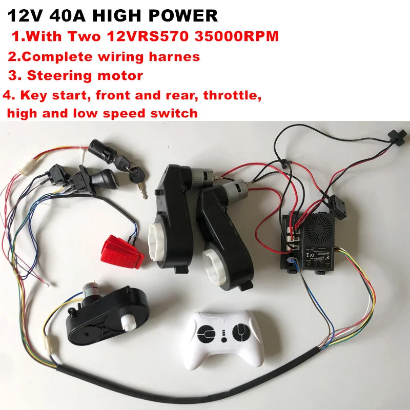12V Kids Ride on car High-Power D12V 24V DIY Self-Made High Speed Children's Electric Ride on Toy Car Set of Wires Harness Switc
