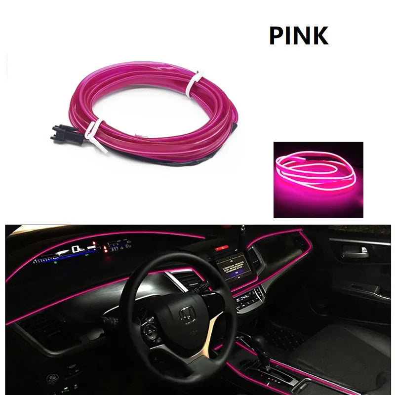 Car LED Strip Interior Decorative Lamps Strips Atmosphere Lamp Cold Light Decorative Dashboard Console LED Ambient Lights 1/3/5M