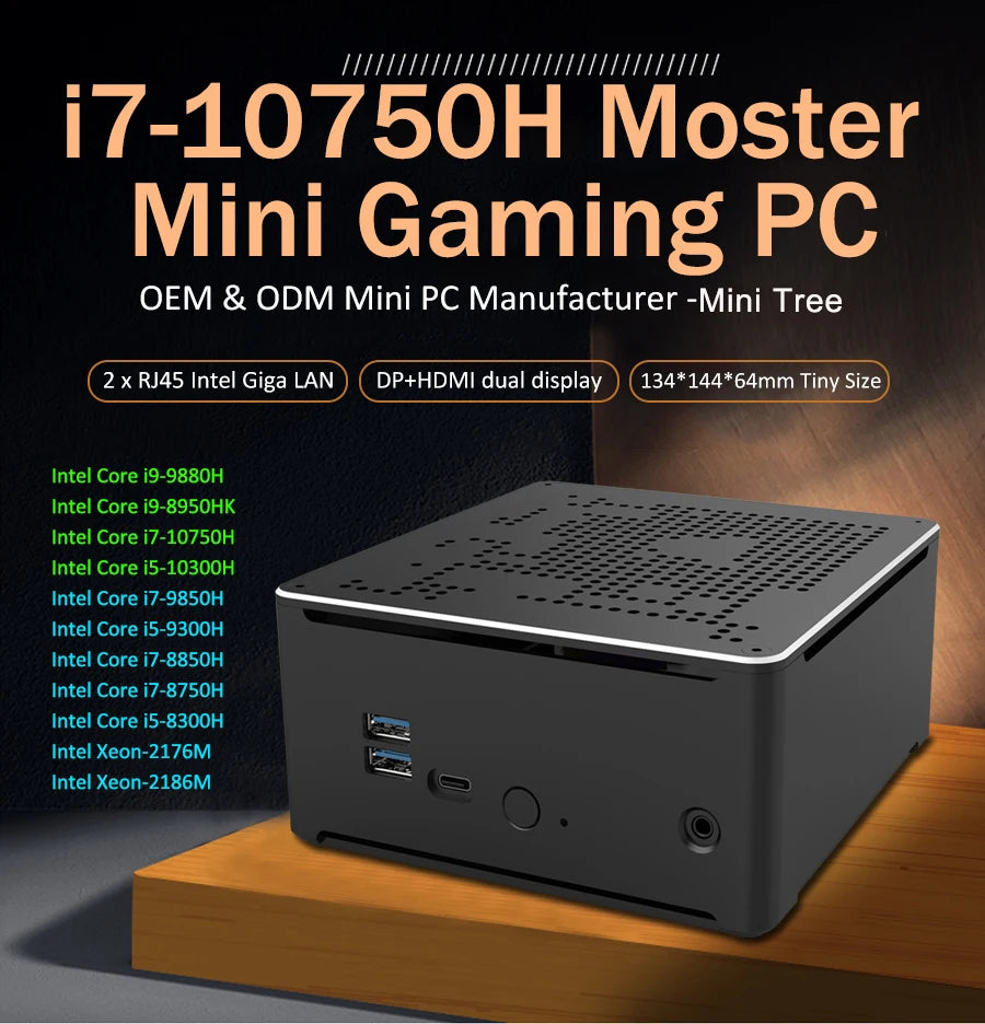 Gaming Desktop Computer Core i9 10980HK Xeon W-10885M E-2276M 2176M Mini Server PC 2*DDR4 2*NVME Dual Lan Office Design Computer