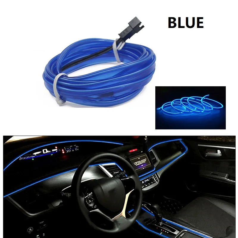 Car LED Strip Interior Decorative Lamps Strips Atmosphere Lamp Cold Light Decorative Dashboard Console LED Ambient Lights 1/3/5M