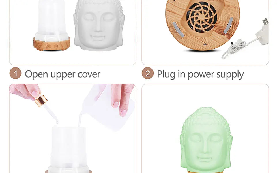 100ml Essential Oil Diffuser Buddha head Humidifier With Night Lamp Aromatherapy Mist Foger Maker Essential Oil Diffuse For Home
