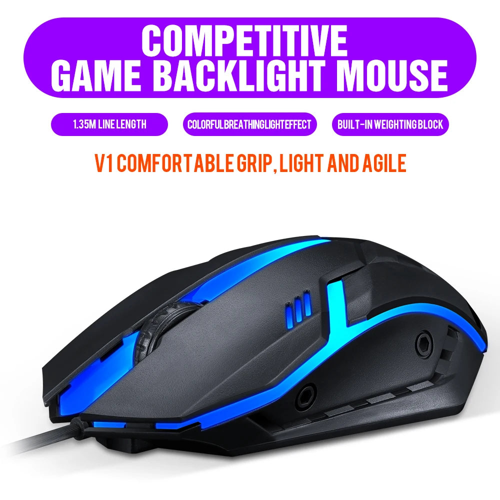 New Gadgets T-WOLF V1 Cheap 3d Mouse Computer Coloful Backlit Led Mouse Wired Optical Gamer PC Mice 1 Dollar Gaming Mouse