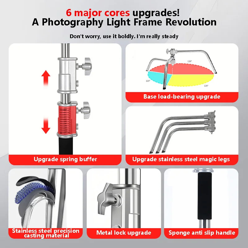 Photography Light Magic Leg Light Stand C-shaped Bold Stainless Steel Tripod Cross Arm Diagonal Arm Studio Equipment