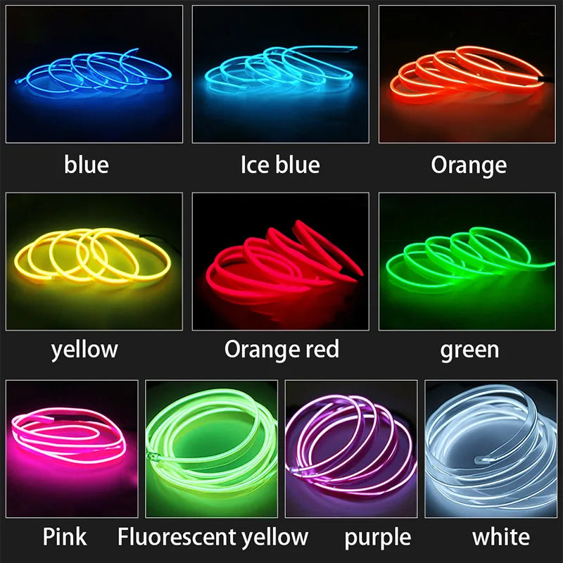 Car LED Strip Interior Decorative Lamps Strips Atmosphere Lamp Cold Light Decorative Dashboard Console LED Ambient Lights 1/3/5M