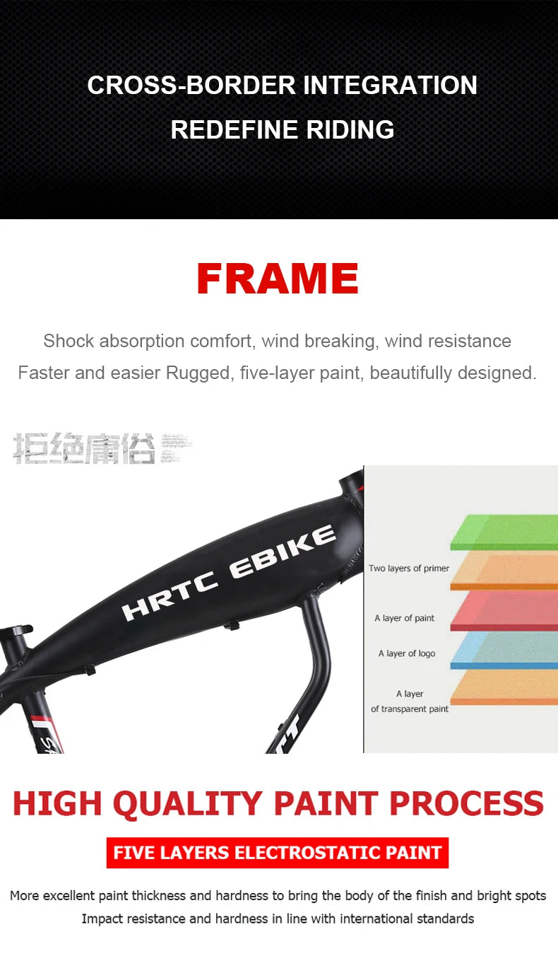 Custom 26inch Fat Snow tire ebike 1500W 48V 70ah  Large capacity  Li-ion battery electric long-distance cycling bicycle